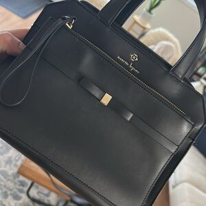 Nanette Lepore Black Satchel with Gold Detail